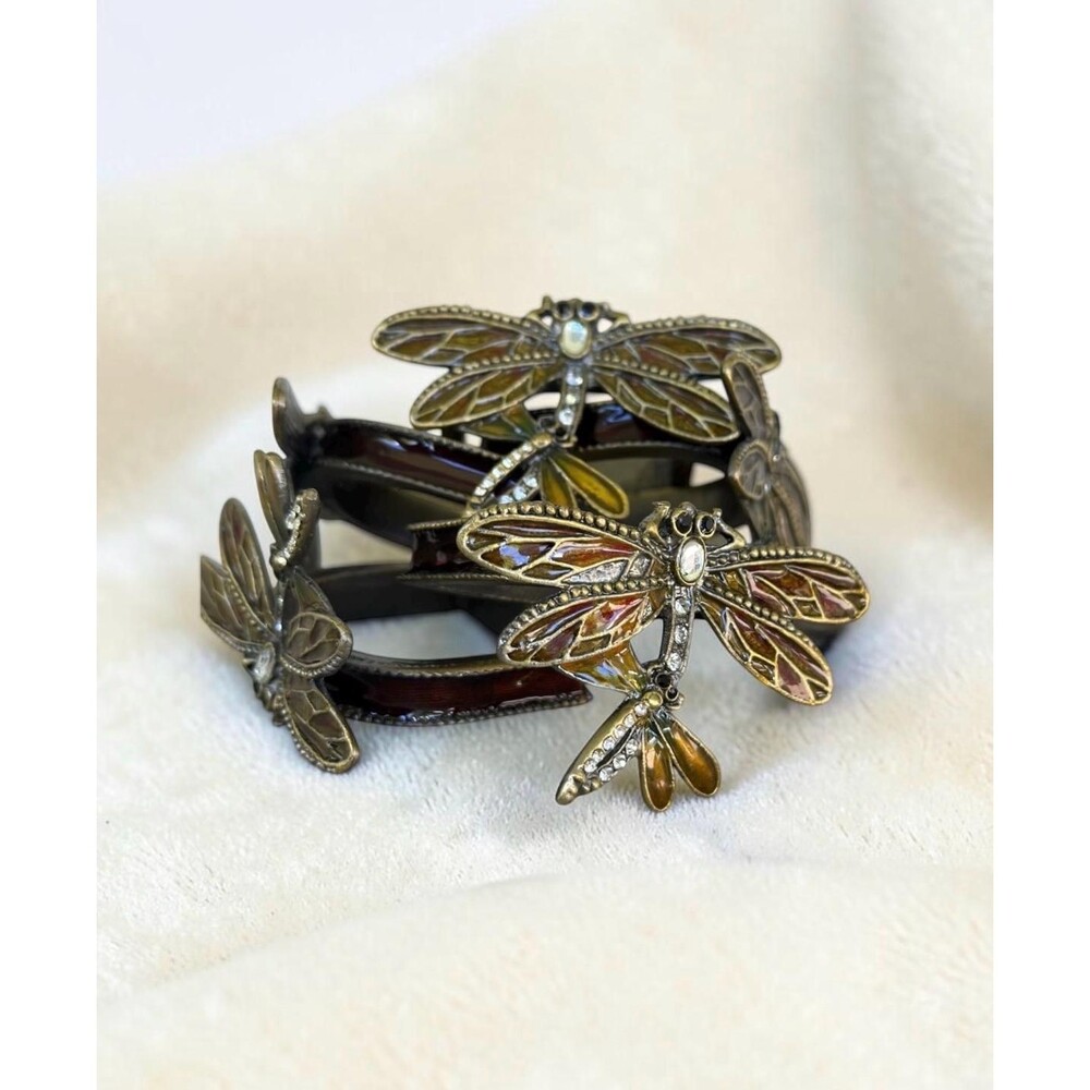 Vintage Enamel Dragonfly Napkin Rings, Table Decor, Set of 5